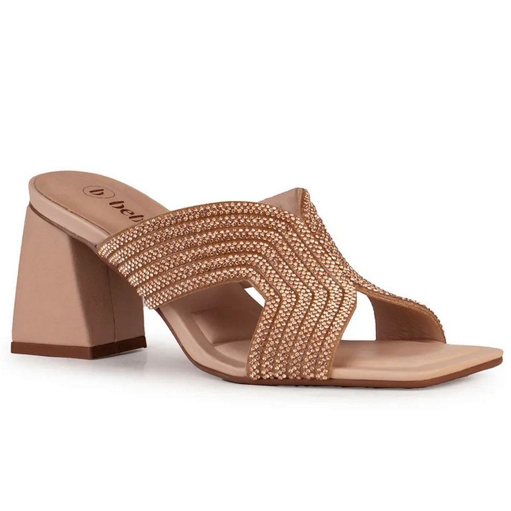 Tamanco Feminino Bebece Salto Bloco Com Strass T6069-722