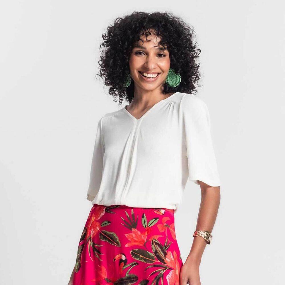 Blusa Feminina Manga Curta Visco Tricot