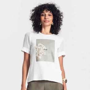Blusa Feminina Manga Curta Chiffon Blossom