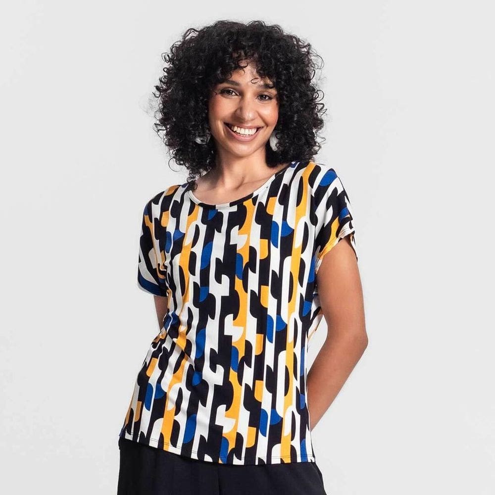 Blusa Feminina Manga Curta Viscose Creponada