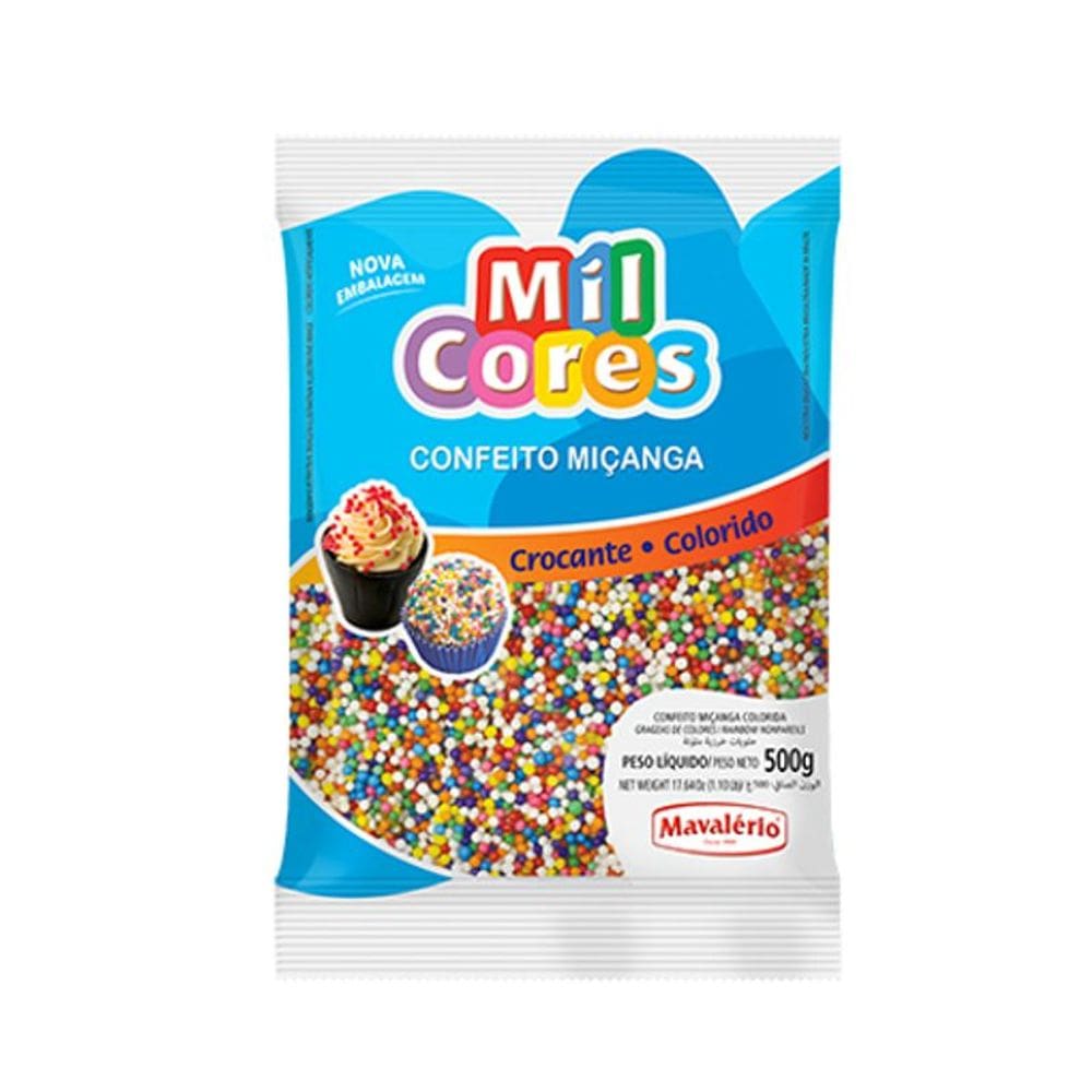 Confeito Miçanga Mil Cores Colorido 500g