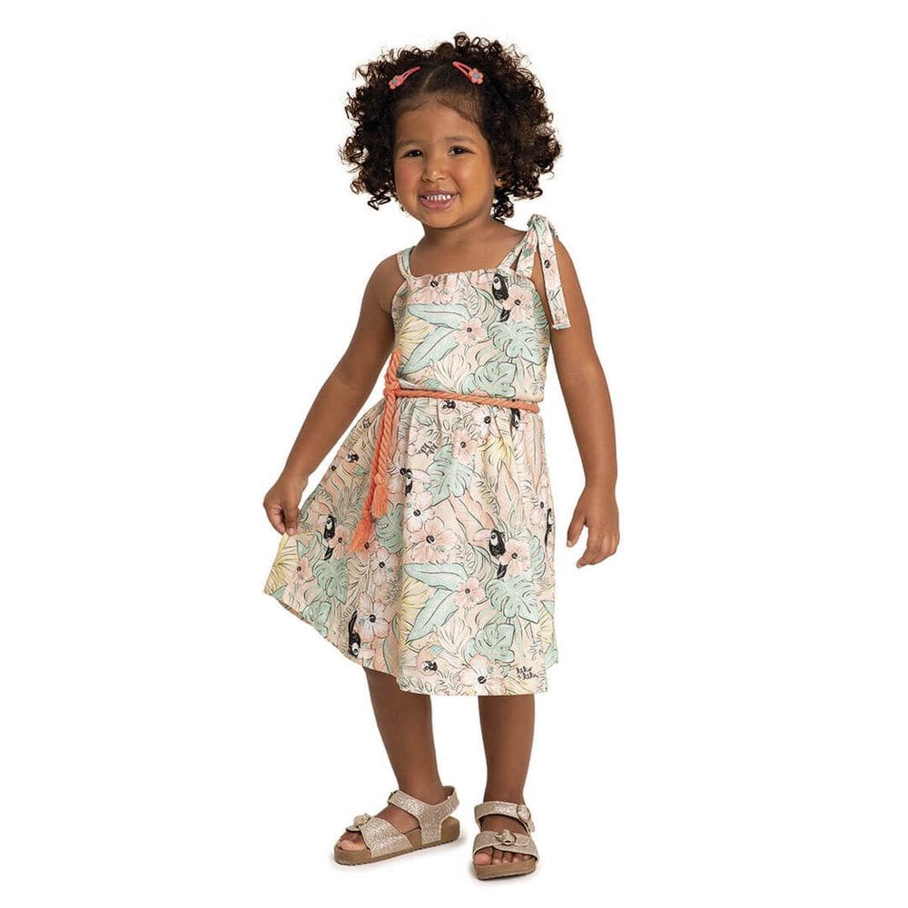 Vestido Bebê Menina Alça Estampa Tucanos