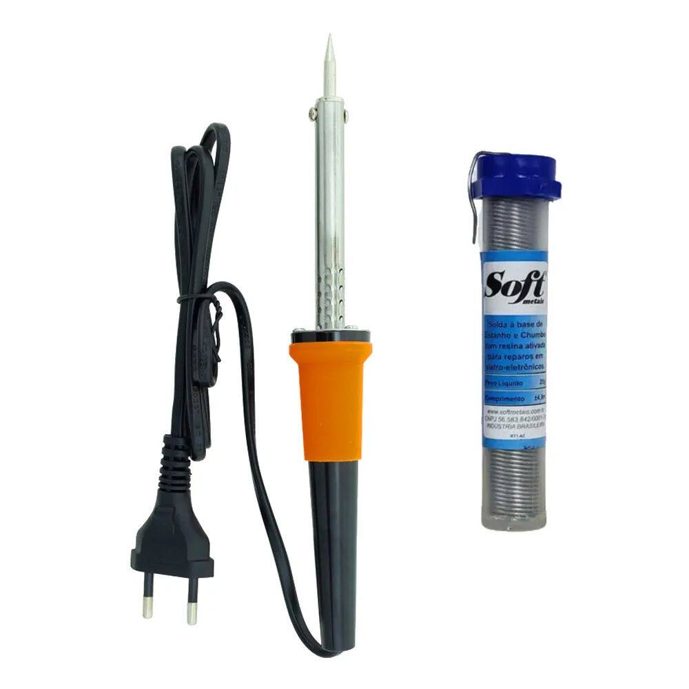 Kit Ferro de Solda Com 1 Tubete Estanho Com Resina