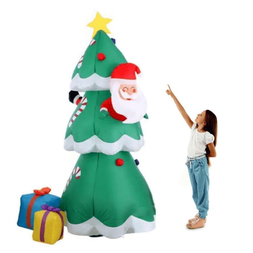 Árvore Natal Inflável 1,80 Papai Noel E Led Decoração Festa