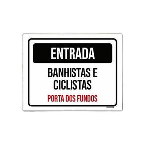 Placa Entrada Banhista Ciclistas Porta Fundos 27X35