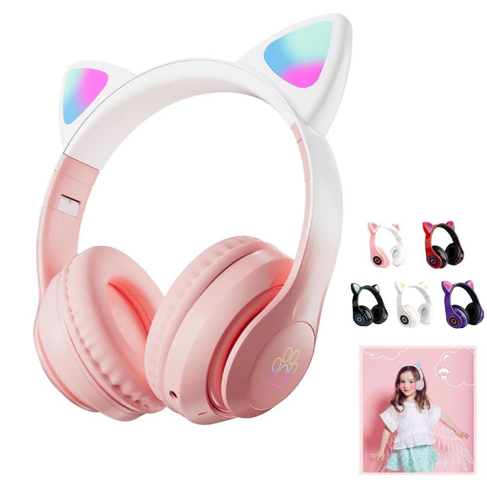 Fone Ouvido Bluetooth Orelha Gatinho Infantil Led Colorido