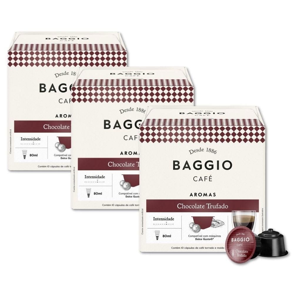 30 Cápsulas Café Baggio Aromas Chocolate Trufado Dolce Gusto