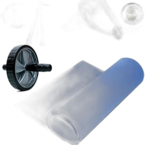 Kit Tonificador Abdominal Tapete Azul + Roda + Corda