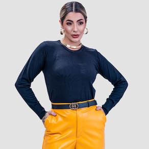 Suéter Feminino Básico Tricot Gola Redonda