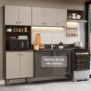 Armário de Cozinha Compacta 235cm Rustic/Crema Gourmet Madesa XA03