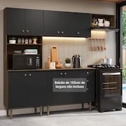 Armário de Cozinha Compacta 235cm Rustic/Preto Gourmet Madesa XC03