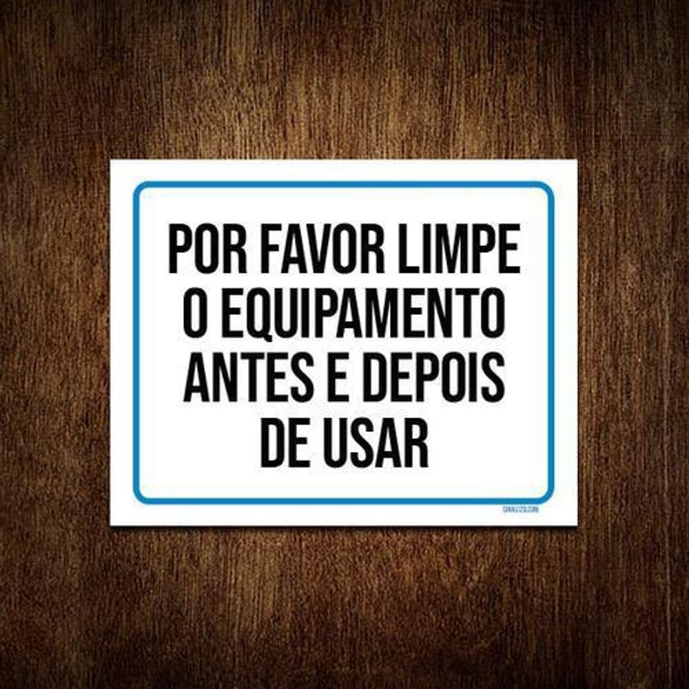 Kit 3 Placas Academia Limpe Equipamento Distanciamento