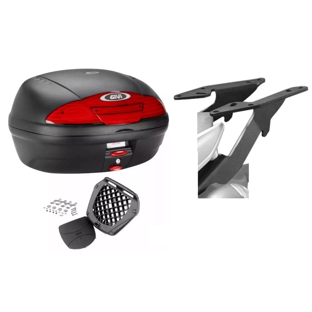 BAÚ MOTO 45L MONOLOCK GIVI E450N + BAGAGEIRO SCAM Xtz 250 2019 Em Diante