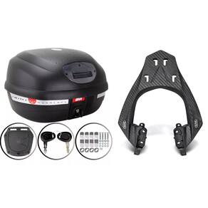 BAÚ MOTO 33L MONOLOCK GIVI E-33NT + BAGAGEIRO SCAM Fz15 2023 24 25 Fz 15