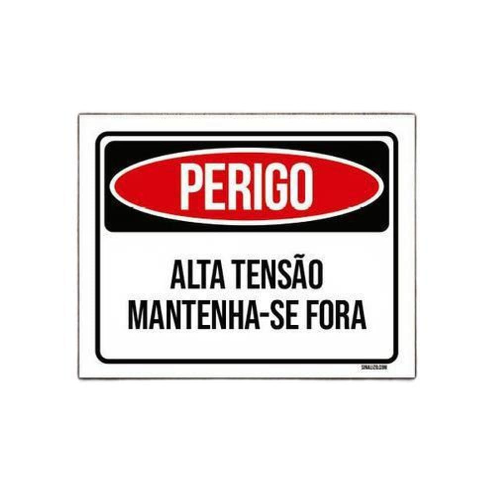 Kit 5 Placas Perigo Alta Tensão Mantenha-Se Fora