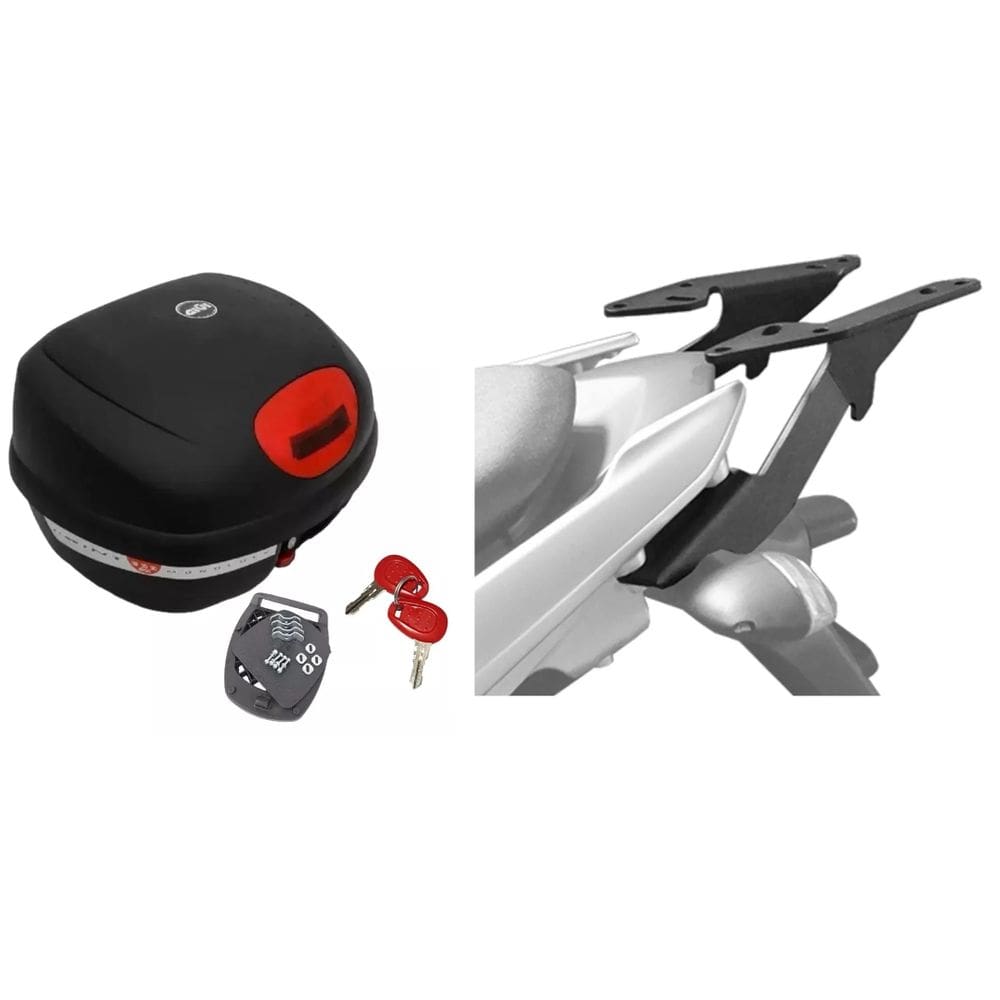 KIT BAÚ MOTO 33L MONOLOCK GIVI E-33N + BAGAGEIRO SCAM LANDER 250 Xtz 250 2019... EM DIANTE