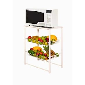 Fruteira de chão branca base para microondas metal multiuso