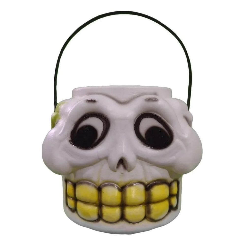 Balde Halloween Caveira Mexicana Florida com Alça