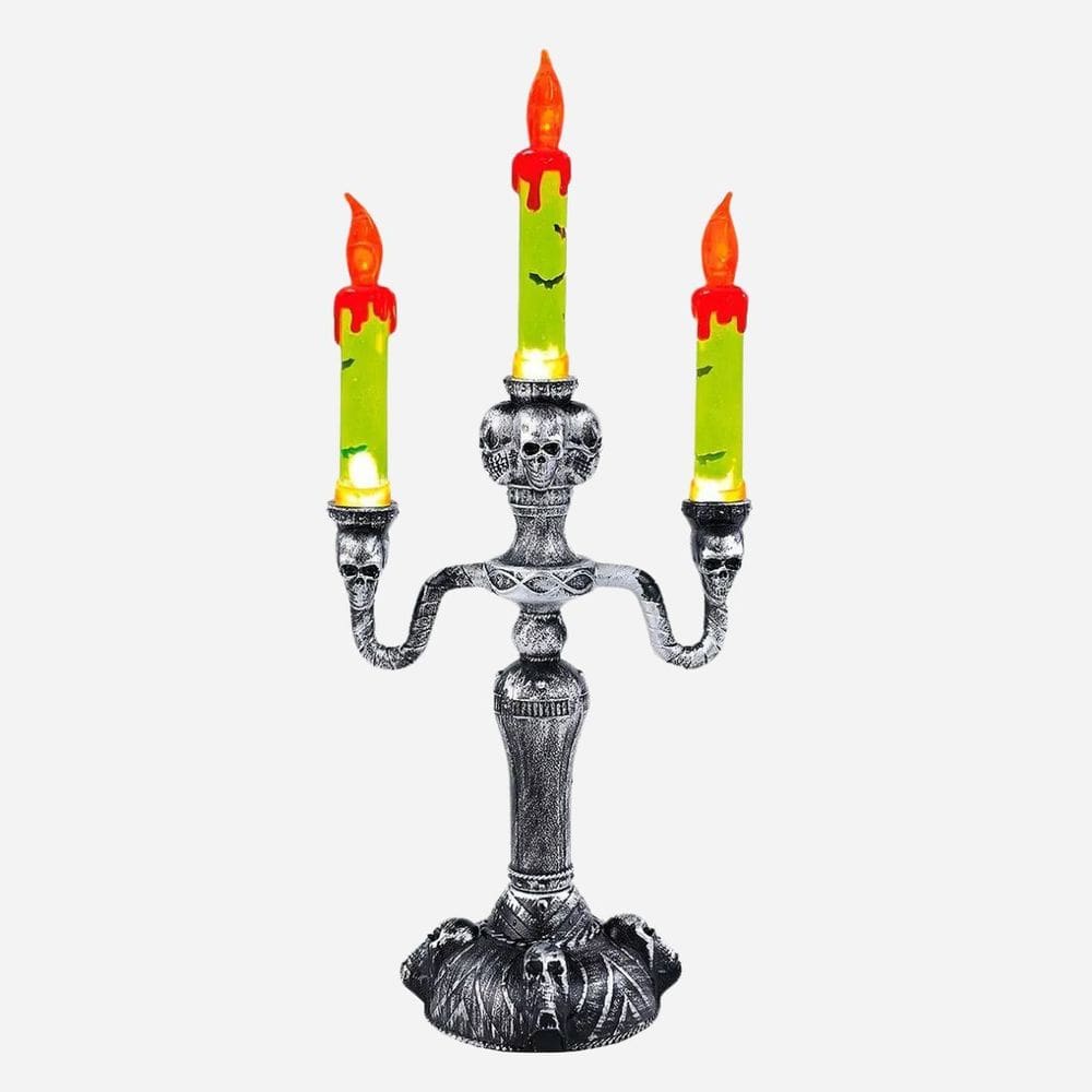 Candelabro Halloween Macabro Com Luz Assustador