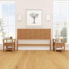 Conjunto Cabeceira Queen com 2 Mesas de Cabeceira Oiti CabecasaMadeiraMadeira Marrom