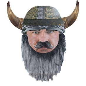 Barba Bigode e Sombrancelha Grisalha Viking Postiça