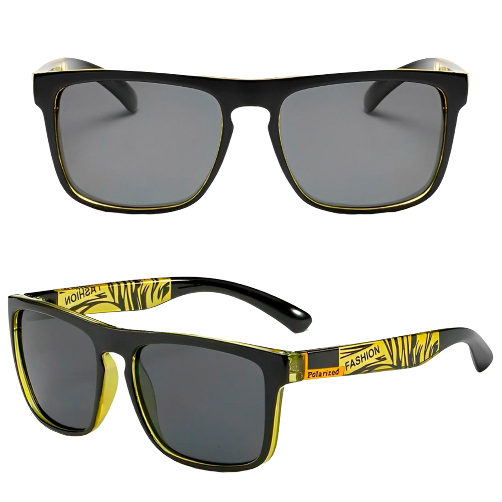 Óculos De Sol Masculino Polarizado Quadrado Amarelo Com Proteção UV400 - OMG