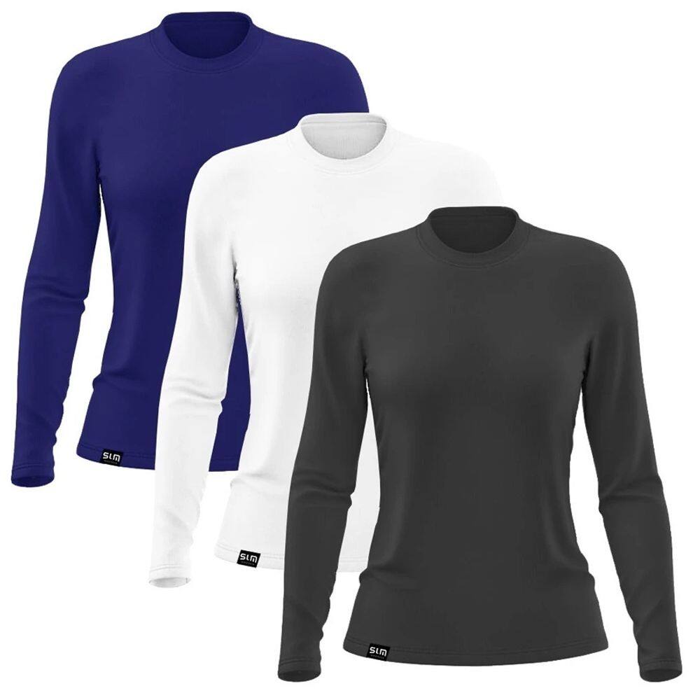 Kit com 3 Camisetas Femininas com Proteção UV Ideal Para Praia Sol Piscina
