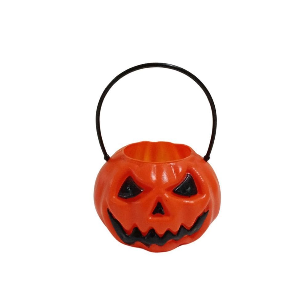 Mini Balde Halloween Abóbora com Alça - 8cm x 6cm