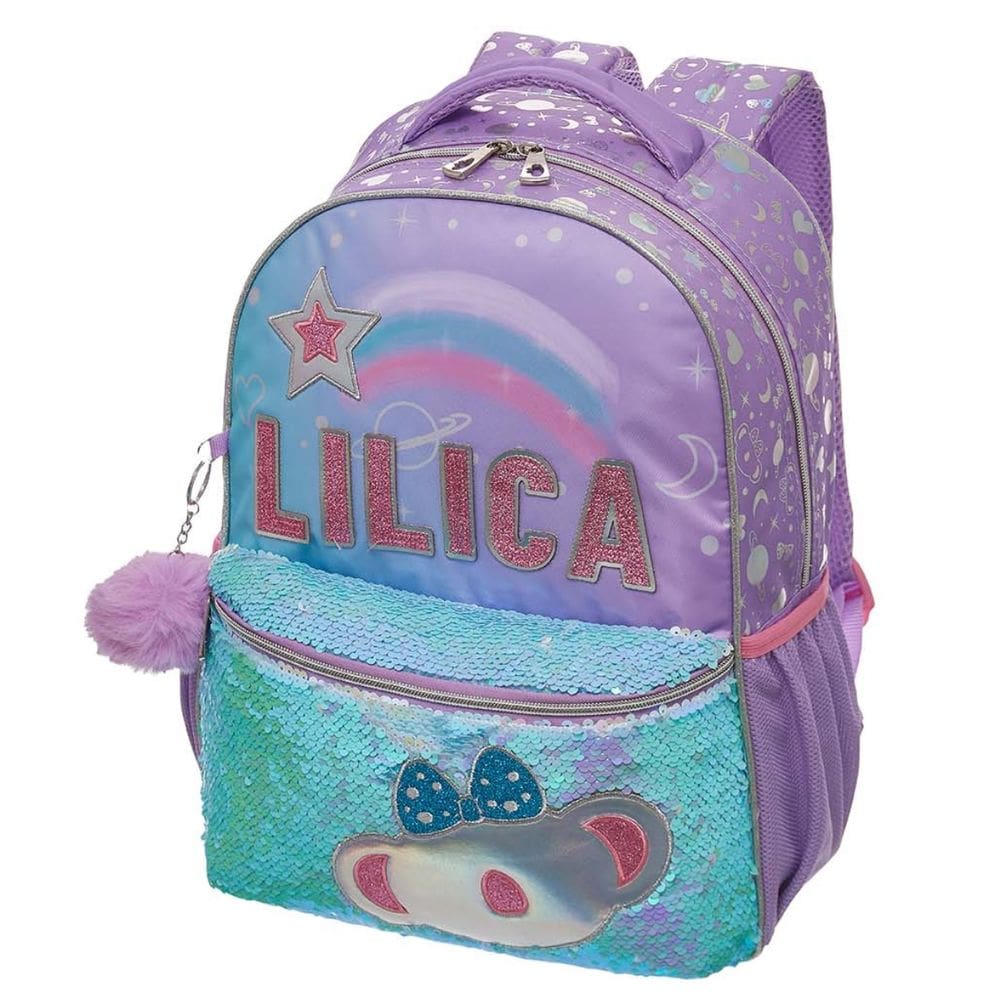Mochila Infantil Escolar Menina Feminino Lilica Ripilica Costas Alças Reforçada Cor Lilás Resistente Durável Importada