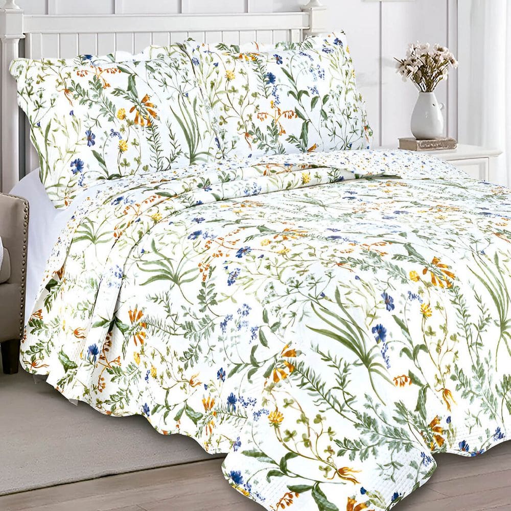 Kit Colcha King 3 Peças Camesa Garden Floral