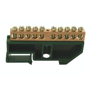 Barramento Terra Din 10 Ligações Com Suporte Verde - Tramontina