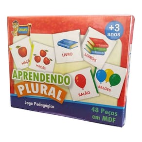 Jogo Pedagógico Aprendendo Plural em MDF - 48 Peças