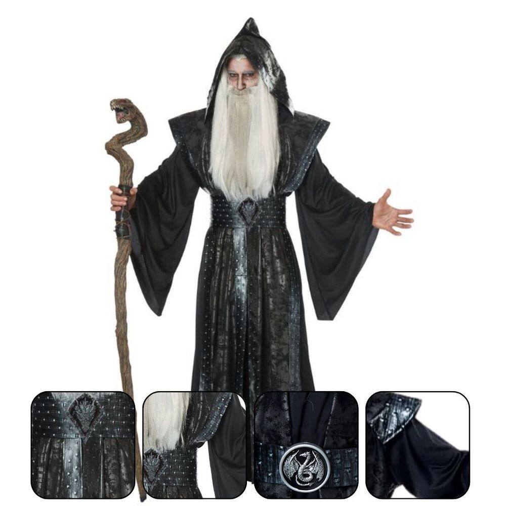 Fantasia Wizard Mago das Trevas Halloween