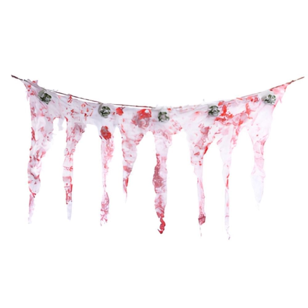 Faixa Decorativa Halloween Manchas de Sangue Com Caveiras
