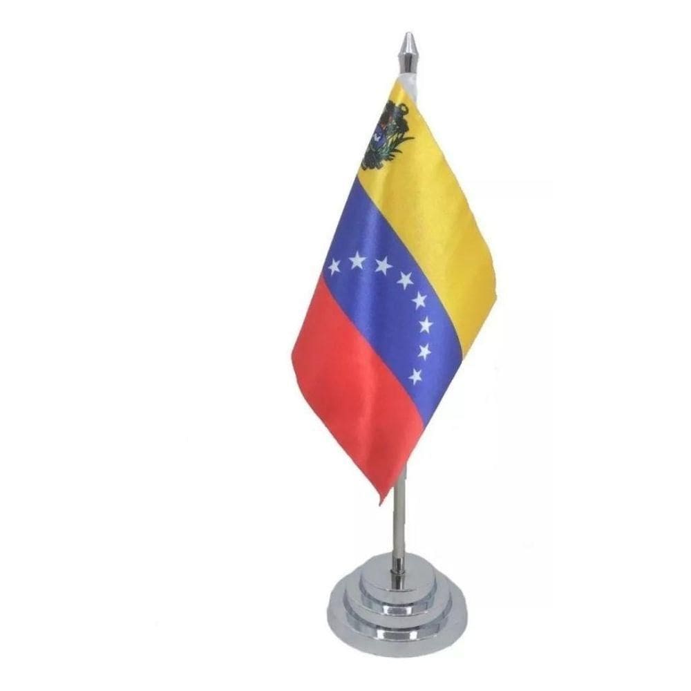 Bandeira Mesa Dupla Face Venezuela Mastro 29 Cm Alt Cetim
