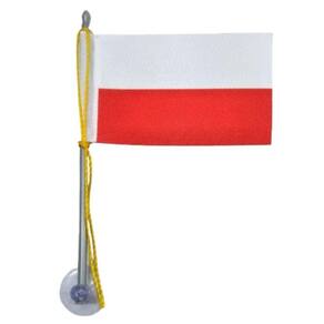 Mini Bandeira Polônia Com Ventosa Poliéster (5,5cm X 8,5cm)