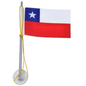 Mini Bandeira Chile Com Ventosa Poliéster (5,5cm X 8,5cm) 15 Cm Mastro