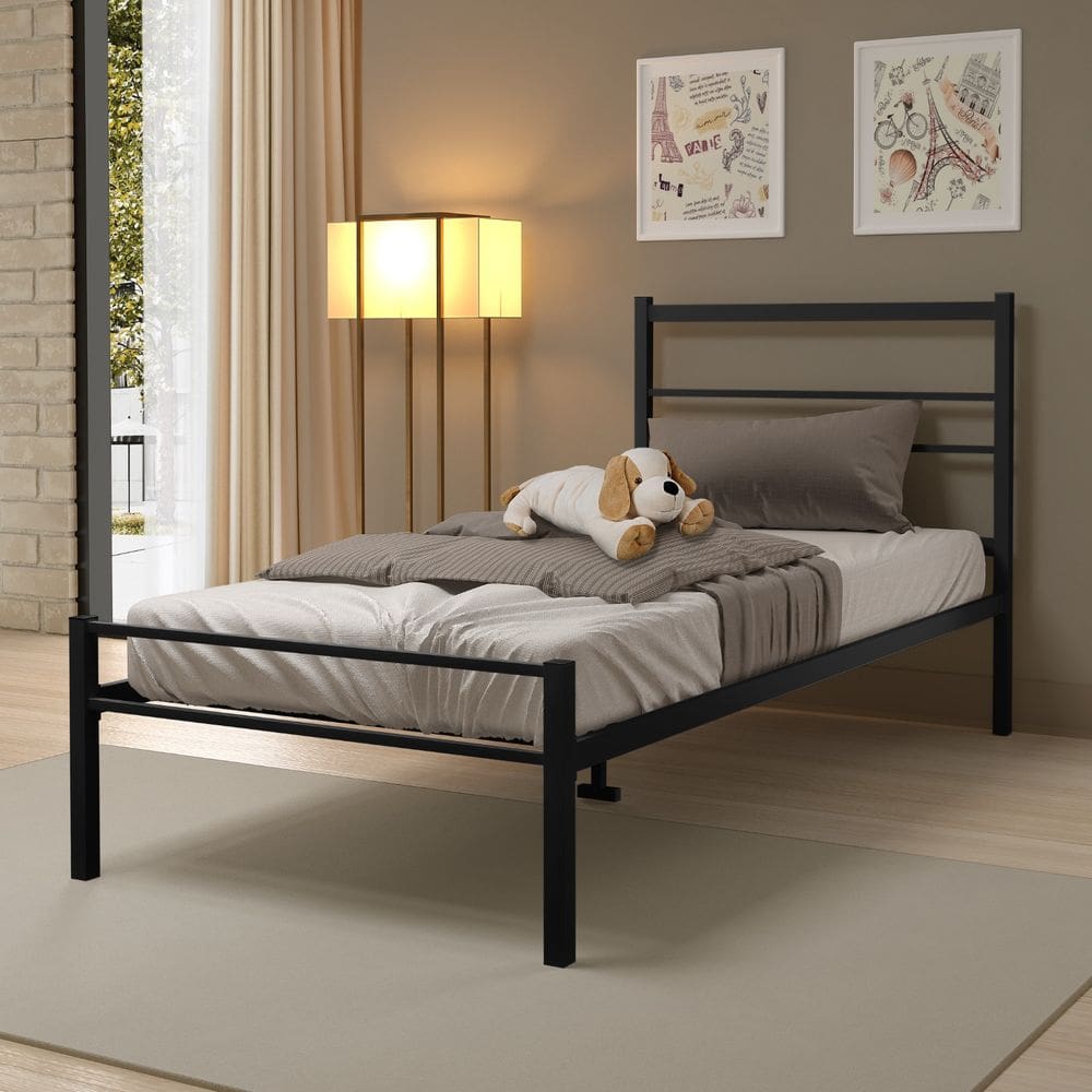 Cama Solteiro 100% Ferro Cristal P/ 160 kg -Super Resistente -Preto