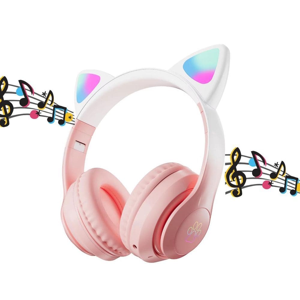 Fone De Ouvido Gatinho Com Led Colorido Bluetooth Crianças