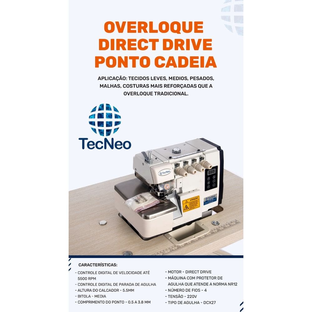 Ponto Cadeia( Overloque 4 Fios) Motor Direc Drive Completa