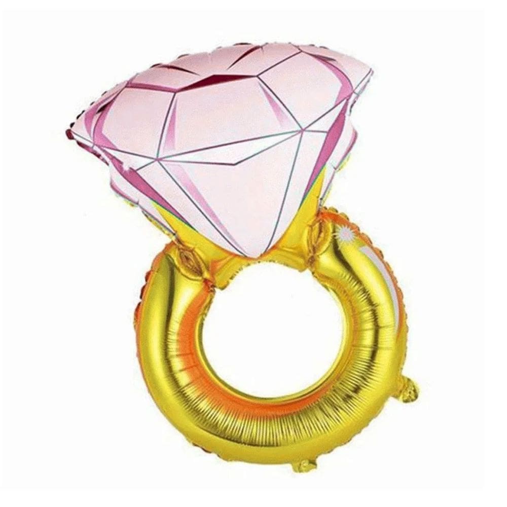 Balão Metalizado Anel Diamente Rosa - 25 Polegadas