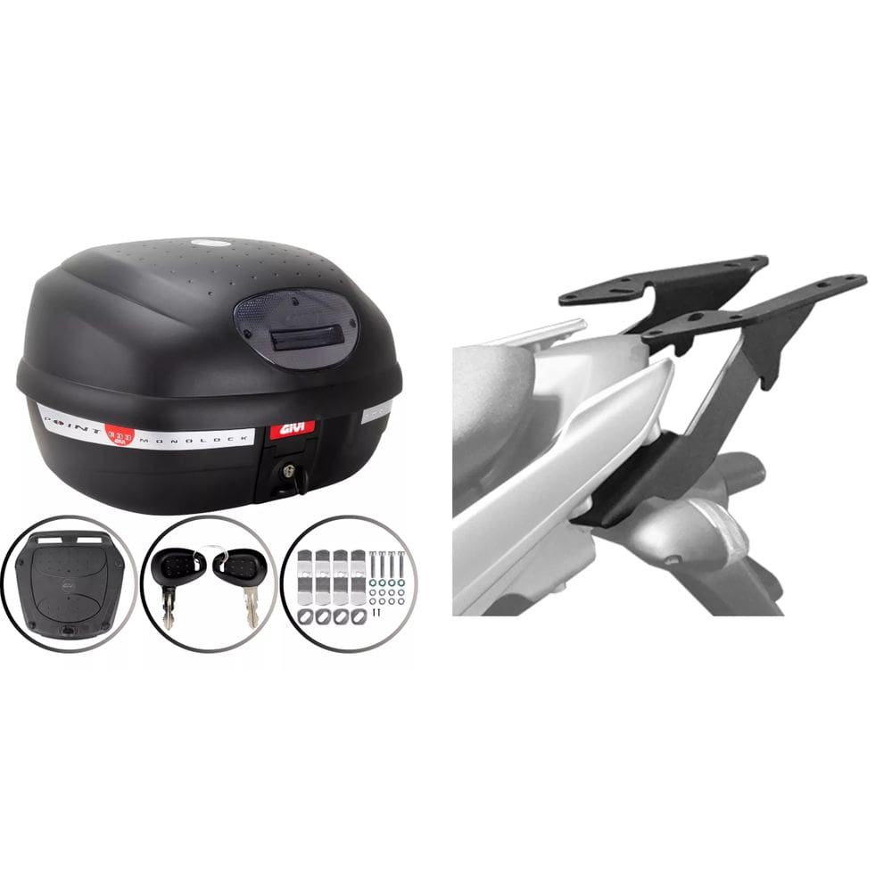 Baú Moto 33L Monolock Givi E-33Nt + Bagageiro Scam Bruto Lander 250 2022 2023 2024