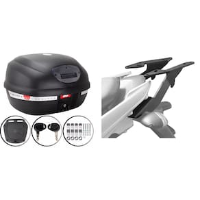 Baú Moto 33L Monolock Givi E-33Nt + Bagageiro Scam Bruto Lander 250 2022 2023 2024
