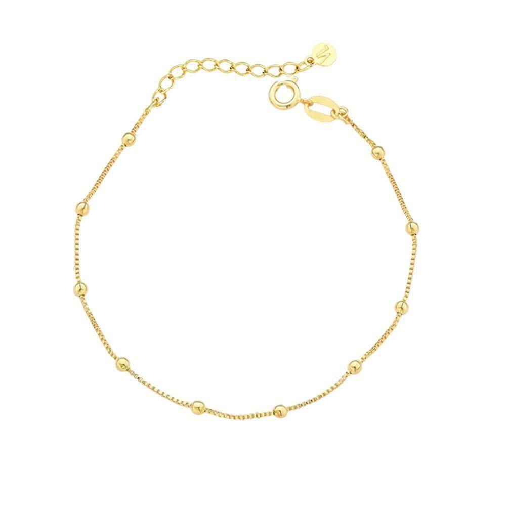Pulseira Veneziana Com Bolinhas Revestida Em Ouro
