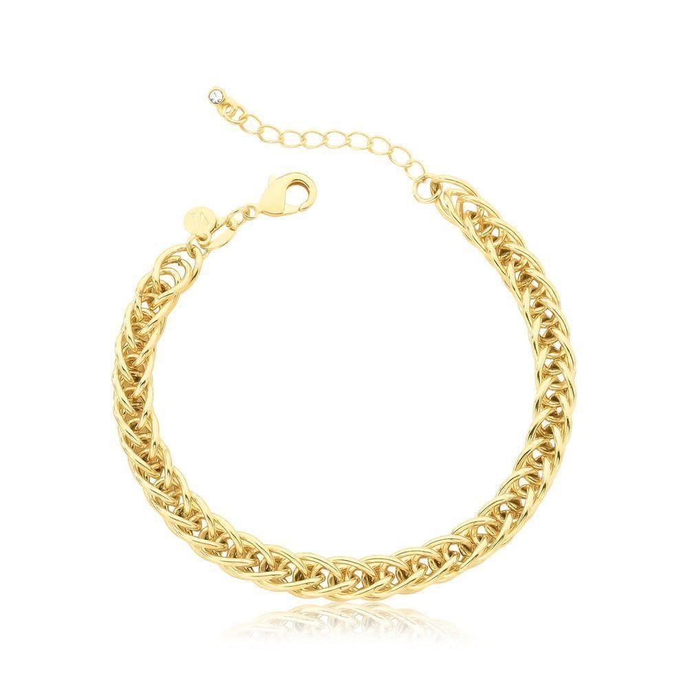 Pulseira Trança Revestida Em Ouro