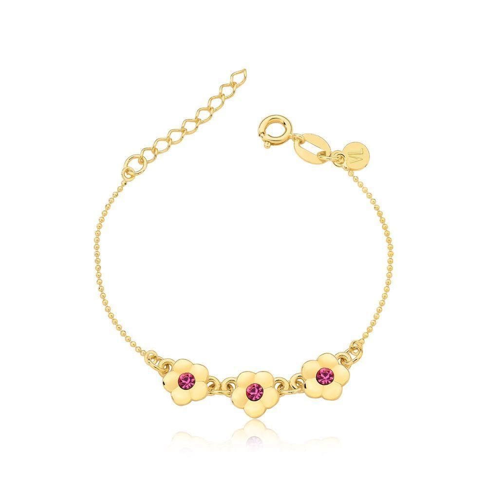 Pulseira Florzinhas Revestida Em Ouro