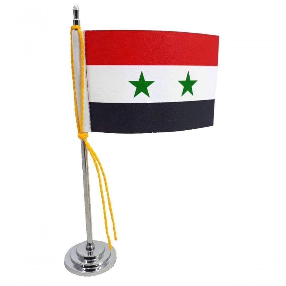 Mini Bandeira De Mesa Da Síria 15 Cm Poliéster