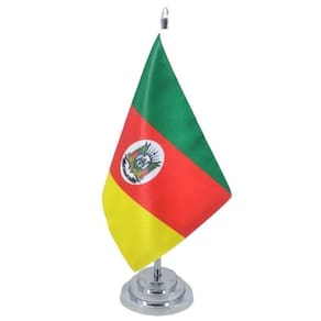 Bandeira Mesa Dupla Face Rio Grande Do Sul Mastro 29 Alt. Cetim