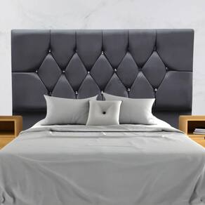 Cabeceira Solteiro Cama Box Estofada 90 Cm Suede Eva cinza Escuro