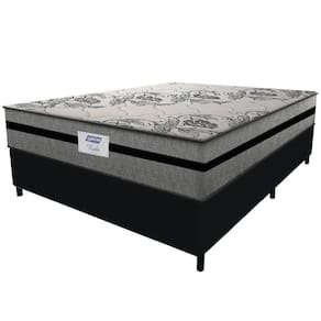 Cama Box Casal King Colchão Gazin Com Molas Ensacadas Rubi 193x203x70cm Suede Preto/cinza Cinza